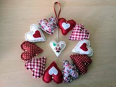 Fabric heart wreath