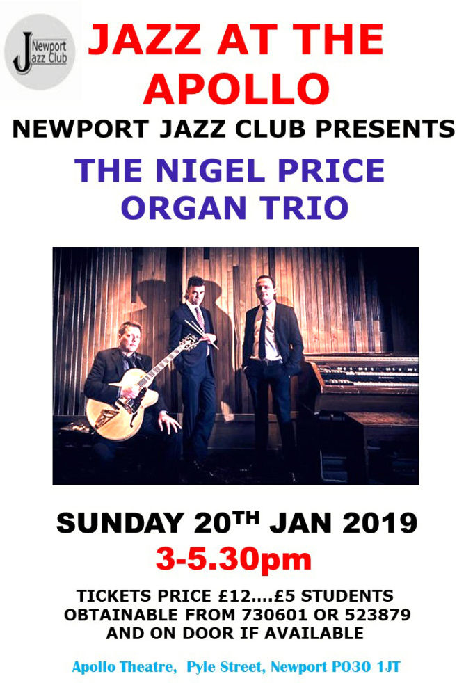 NJC Poster 20190120 Nigel Price Organ Trio