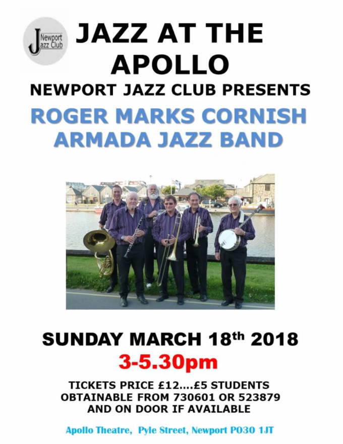 NJC poster 20180318 Roger Marks Cornish Armada Jazz Band